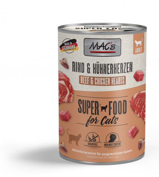 MAC´s Cat Rind und Hühnerherzen getreidefrei 400g