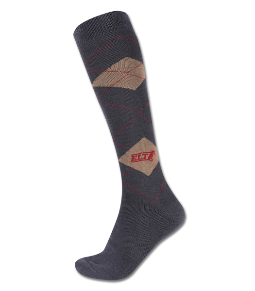 Reitersocken Karo, asphalt/camel, Gr. 35-38