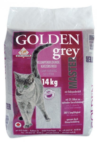 Katzenstreu Golden Grey master mit Silikat 14kg
