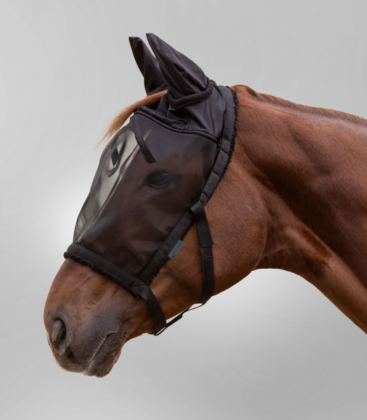 Weidehalfter mit Fliegenmaske, schwarz, Pony