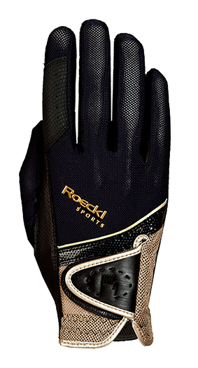 Roeckl Reithandschuh Madrid schwarz gold Gr. 7