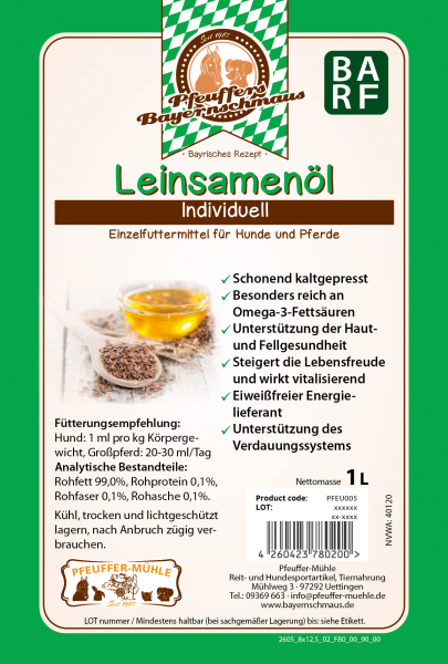 Pfeuffers Bayernschmaus Leinsamenöl 1 L