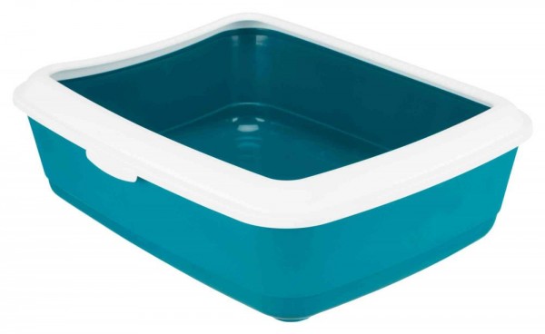 Katzentoilette Classic m Rand 37×15×47 petrol/weiß