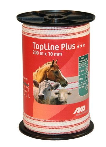 TopLine Plus Weidezaunband 20mm weiß/rot/400m