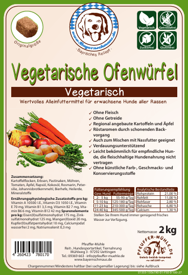 Pfeuffers Hundefutter vegetarische Ofenwürfel 2kg