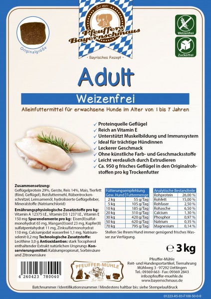 Pfeuffers Hundefutter Adult Weizenfrei 3kg