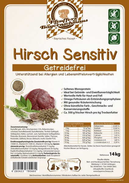 Pfeuffers Hundefutter Hirsch Sensitiv 14kg