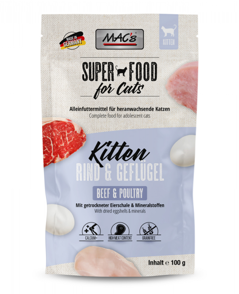 MACs Cat Pouchpack Kitten Rind & Geflügel 100g