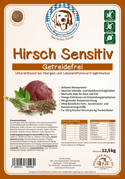 Pfeuffers Hundefutter Hirsch Sensitiv 12,5 kg