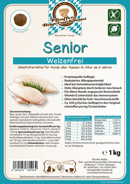 Pfeuffers Hundefutter Senior Weizenfrei 1kg