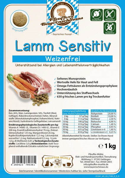 Pfeuffers Hundefutter Lamm Sensitive 1kg