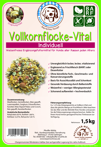 Pfeuffers Hundefutter Vollkornflocke Vital 1,5kg