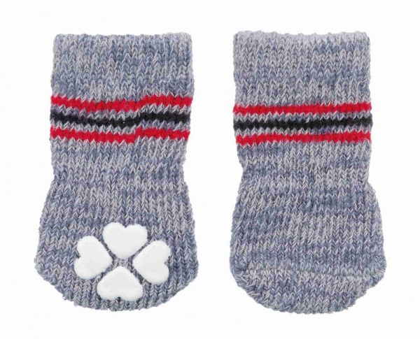 Hundesocken, Anti-Rutsch, XS–XS, 2 St., grau