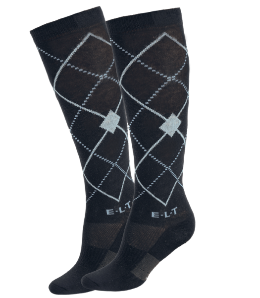 Reitsocken Argyle schwarz/stone blue 35-38