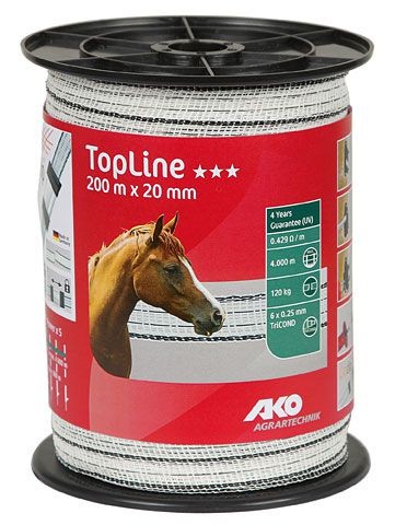 TopLine Weidezaunband weiß/schwarz 200 m, 20mm