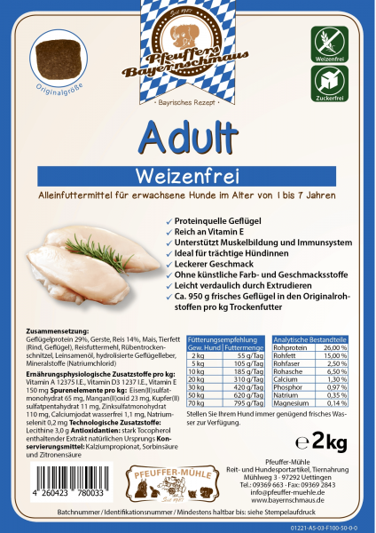 Pfeuffers Hundefutter Adult Weizenfrei 2kg