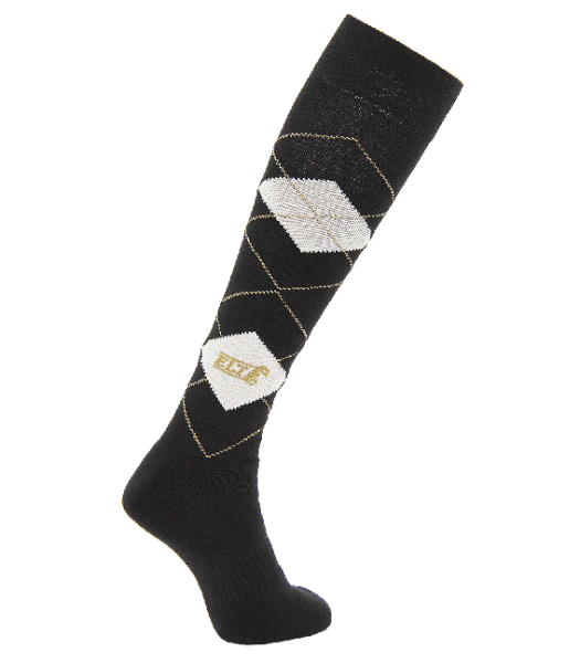 Reitersocken Karo, schwarz/milch, L