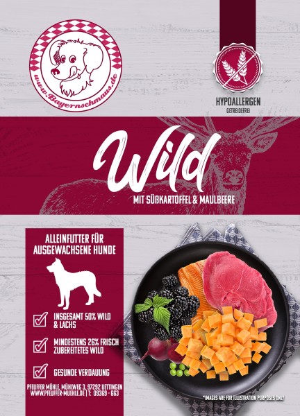 Bayernschmaus Hundefutter Wild m. Süßkartoffel 2kg