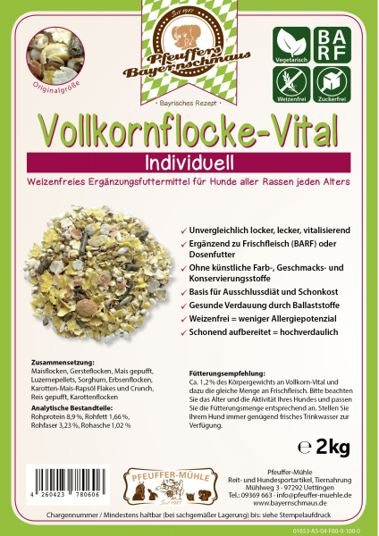 Pfeuffers Hundefutter Vollkornflocke Vital 2kg