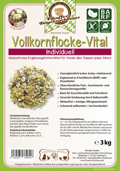 Pfeuffers Hundefutter Vollkornflocke Vital 3kg