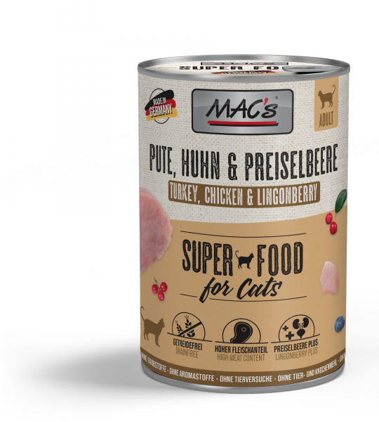 MAC´s Cat Pute, Huhn & Preiselbeeren 400g