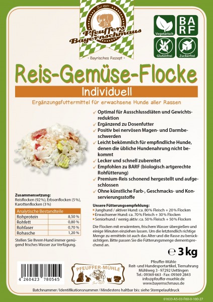 Pfeuffers Hundefutter Reis-Gemüse-Flocke 3kg